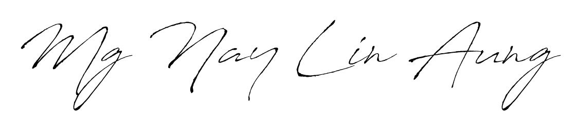 A sleek calligraphic signature for name Mg Nay Lin Aung utilizing Antro_Vectra styling. Great for adding personal signatures to photos and art. Mg Nay Lin Aung signature style 6 images and pictures png
