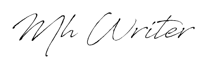 Personalize your online presence with Mh Writer signature rendered in elegant Antro_Vectra font. Great for website footers and blogs. Mh Writer signature style 6 images and pictures png