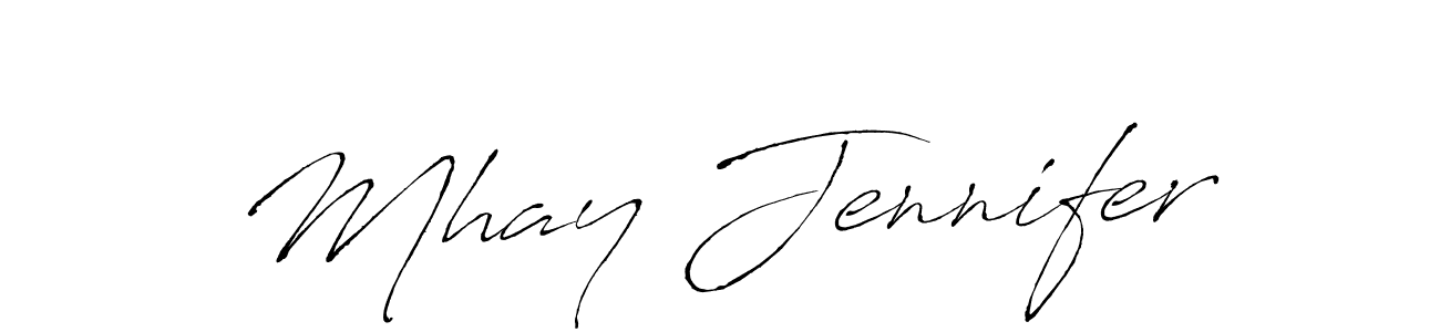 The best way (Antro_Vectra) to make a short signature is to pick only two or three words in your name. The name Mhay Jennifer include a total of six letters. For converting this name. Mhay Jennifer signature style 6 images and pictures png