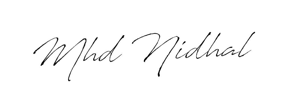 How to make Mhd Nidhal name signature. Use Antro_Vectra style for creating short signs online. This is the latest handwritten sign. Mhd Nidhal signature style 6 images and pictures png