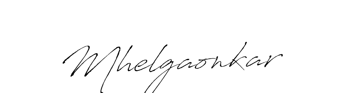 Create a beautiful signature design for name Mhelgaonkar. With this signature (Antro_Vectra) fonts, you can make a handwritten signature for free. Mhelgaonkar signature style 6 images and pictures png