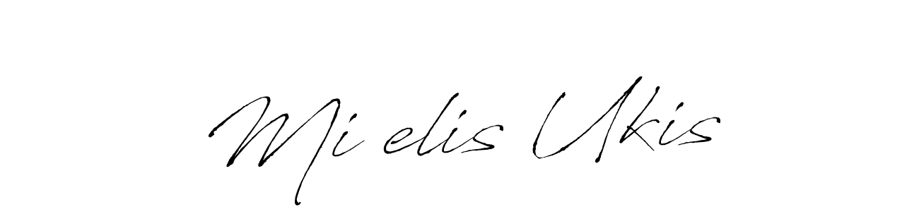 Antro_Vectra is a professional signature style that is perfect for those who want to add a touch of class to their signature. It is also a great choice for those who want to make their signature more unique. Get Miķelis Ukis name to fancy signature for free. Miķelis Ukis signature style 6 images and pictures png