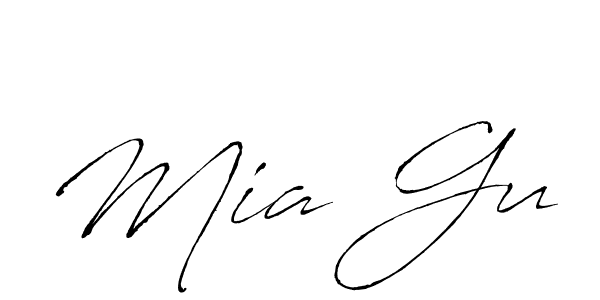 Mia Gu stylish signature style. Best Handwritten Sign (Antro_Vectra) for my name. Handwritten Signature Collection Ideas for my name Mia Gu. Mia Gu signature style 6 images and pictures png