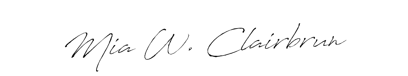 Antro_Vectra is a professional signature style that is perfect for those who want to add a touch of class to their signature. It is also a great choice for those who want to make their signature more unique. Get Mia W. Clairbrun name to fancy signature for free. Mia W. Clairbrun signature style 6 images and pictures png