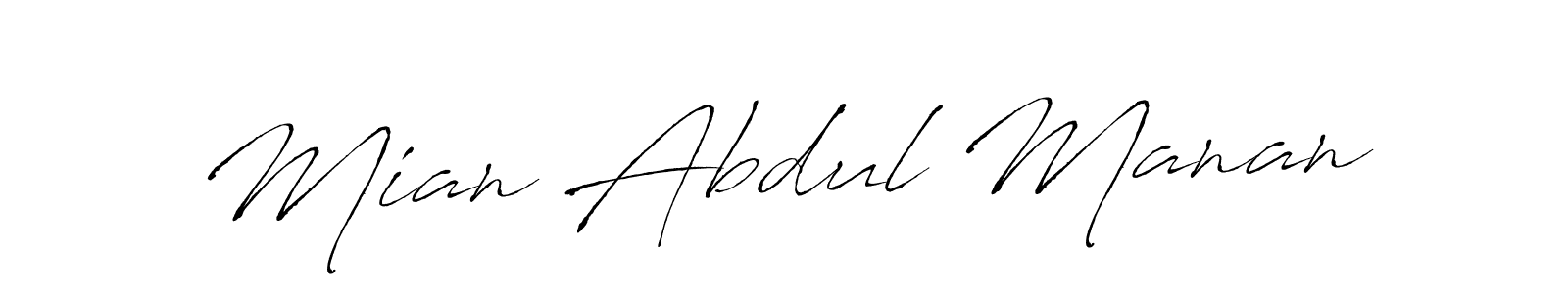 Make a beautiful signature design for name Mian Abdul Manan. With this signature (Antro_Vectra) style, you can create a handwritten signature for free. Mian Abdul Manan signature style 6 images and pictures png