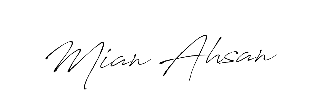 Create a beautiful signature design for name Mian Ahsan. With this signature (Antro_Vectra) fonts, you can make a handwritten signature for free. Mian Ahsan signature style 6 images and pictures png