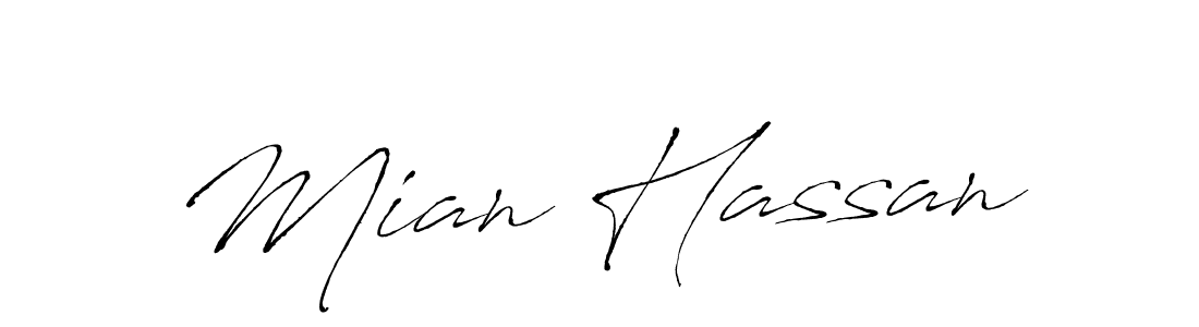 Make a beautiful signature design for name Mian Hassan. With this signature (Antro_Vectra) style, you can create a handwritten signature for free. Mian Hassan signature style 6 images and pictures png