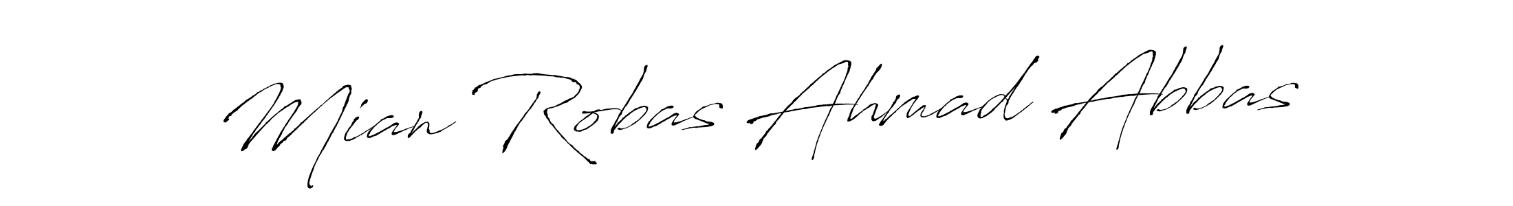 How to make Mian Robas Ahmad Abbas name signature. Use Antro_Vectra style for creating short signs online. This is the latest handwritten sign. Mian Robas Ahmad Abbas signature style 6 images and pictures png