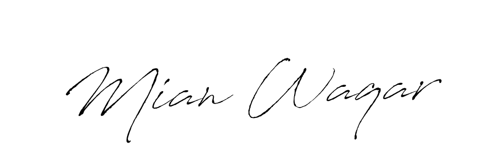 How to make Mian Waqar name signature. Use Antro_Vectra style for creating short signs online. This is the latest handwritten sign. Mian Waqar signature style 6 images and pictures png
