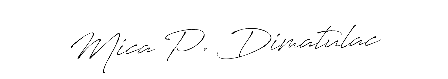 Similarly Antro_Vectra is the best handwritten signature design. Signature creator online .You can use it as an online autograph creator for name Mica P. Dimatulac. Mica P. Dimatulac signature style 6 images and pictures png