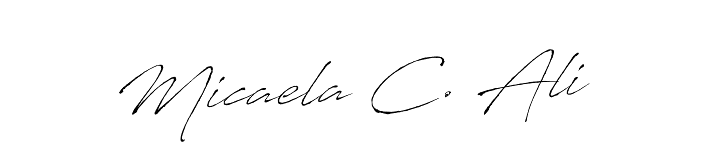 See photos of Micaela C. Ali official signature by Spectra . Check more albums & portfolios. Read reviews & check more about Antro_Vectra font. Micaela C. Ali signature style 6 images and pictures png