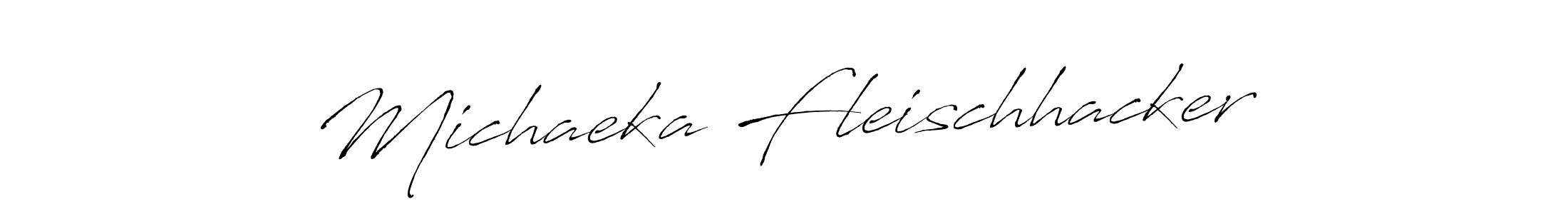 How to make Michaeka Fleischhacker name signature. Use Antro_Vectra style for creating short signs online. This is the latest handwritten sign. Michaeka Fleischhacker signature style 6 images and pictures png