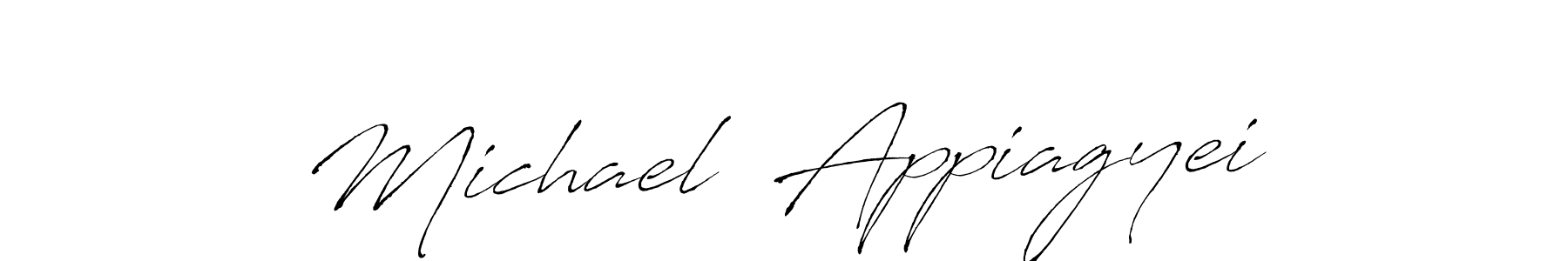 The best way (Antro_Vectra) to make a short signature is to pick only two or three words in your name. The name Michael  Appiagyei include a total of six letters. For converting this name. Michael  Appiagyei signature style 6 images and pictures png