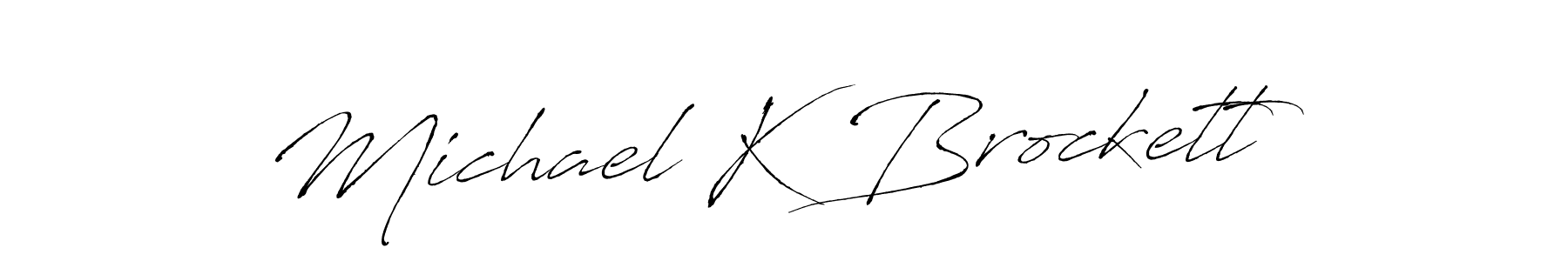 How to make Michael K Brockett name signature. Use Antro_Vectra style for creating short signs online. This is the latest handwritten sign. Michael K Brockett signature style 6 images and pictures png