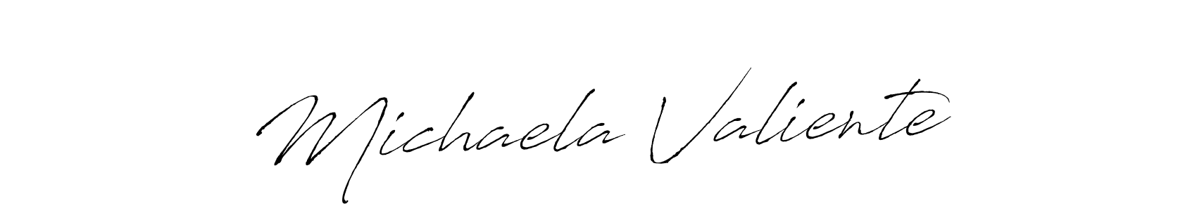 The best way (Antro_Vectra) to make a short signature is to pick only two or three words in your name. The name Michaela Valiente include a total of six letters. For converting this name. Michaela Valiente signature style 6 images and pictures png