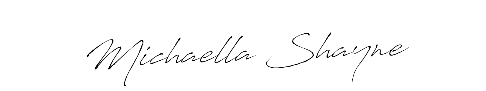 Design your own signature with our free online signature maker. With this signature software, you can create a handwritten (Antro_Vectra) signature for name Michaella Shayne. Michaella Shayne signature style 6 images and pictures png