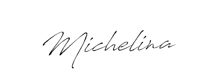 Design your own signature with our free online signature maker. With this signature software, you can create a handwritten (Antro_Vectra) signature for name Michelina. Michelina signature style 6 images and pictures png