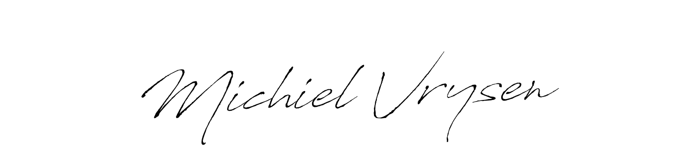 How to make Michiel Vrysen name signature. Use Antro_Vectra style for creating short signs online. This is the latest handwritten sign. Michiel Vrysen signature style 6 images and pictures png