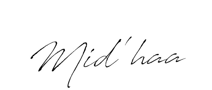 Make a beautiful signature design for name Mid'haa. With this signature (Antro_Vectra) style, you can create a handwritten signature for free. Mid'haa signature style 6 images and pictures png