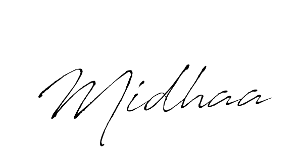 Make a beautiful signature design for name Midhaa. With this signature (Antro_Vectra) style, you can create a handwritten signature for free. Midhaa signature style 6 images and pictures png
