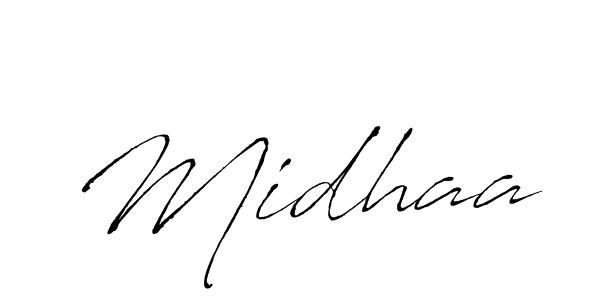 Make a beautiful signature design for name Midhaa. With this signature (Antro_Vectra) style, you can create a handwritten signature for free. Midhaa signature style 6 images and pictures png