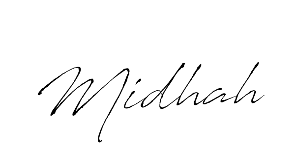 How to make Midhah name signature. Use Antro_Vectra style for creating short signs online. This is the latest handwritten sign. Midhah signature style 6 images and pictures png