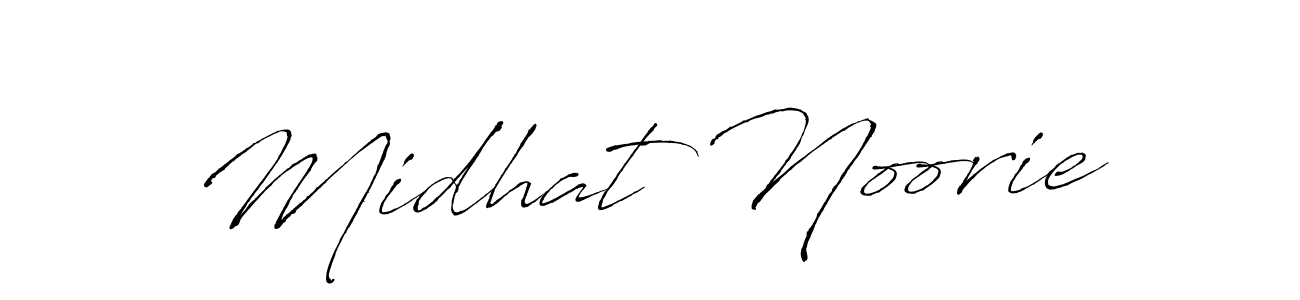 The best way (Antro_Vectra) to make a short signature is to pick only two or three words in your name. The name Midhat Noorie include a total of six letters. For converting this name. Midhat Noorie signature style 6 images and pictures png