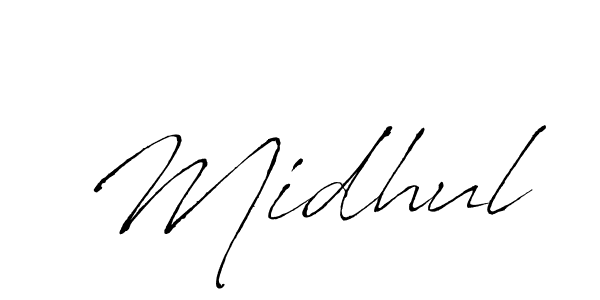 Midhul stylish signature style. Best Handwritten Sign (Antro_Vectra) for my name. Handwritten Signature Collection Ideas for my name Midhul. Midhul signature style 6 images and pictures png