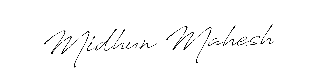 The best way (Antro_Vectra) to make a short signature is to pick only two or three words in your name. The name Midhun Mahesh include a total of six letters. For converting this name. Midhun Mahesh signature style 6 images and pictures png