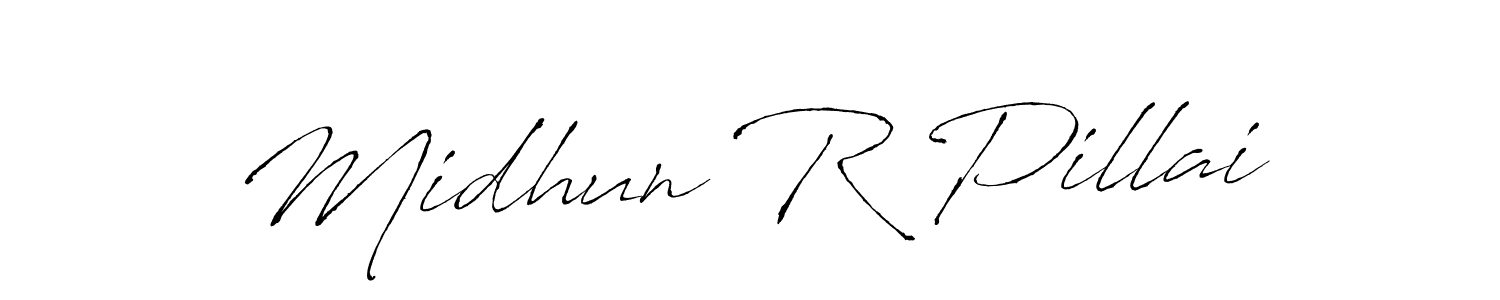 if you are searching for the best signature style for your name Midhun R Pillai. so please give up your signature search. here we have designed multiple signature styles  using Antro_Vectra. Midhun R Pillai signature style 6 images and pictures png