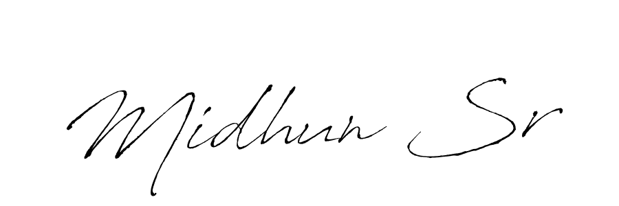 Also You can easily find your signature by using the search form. We will create Midhun Sr name handwritten signature images for you free of cost using Antro_Vectra sign style. Midhun Sr signature style 6 images and pictures png