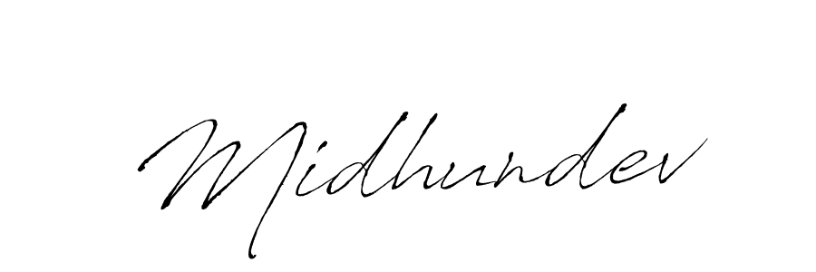 Design your own signature with our free online signature maker. With this signature software, you can create a handwritten (Antro_Vectra) signature for name Midhundev. Midhundev signature style 6 images and pictures png