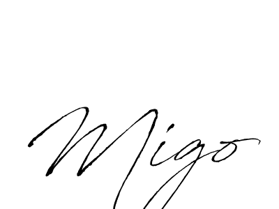 Make a beautiful signature design for name Migo. With this signature (Antro_Vectra) style, you can create a handwritten signature for free. Migo signature style 6 images and pictures png