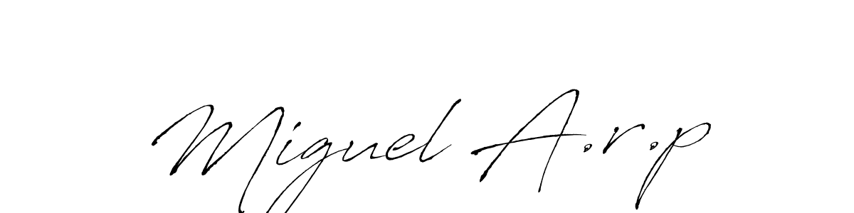 Make a beautiful signature design for name Miguel A.r.p. With this signature (Antro_Vectra) style, you can create a handwritten signature for free. Miguel A.r.p signature style 6 images and pictures png