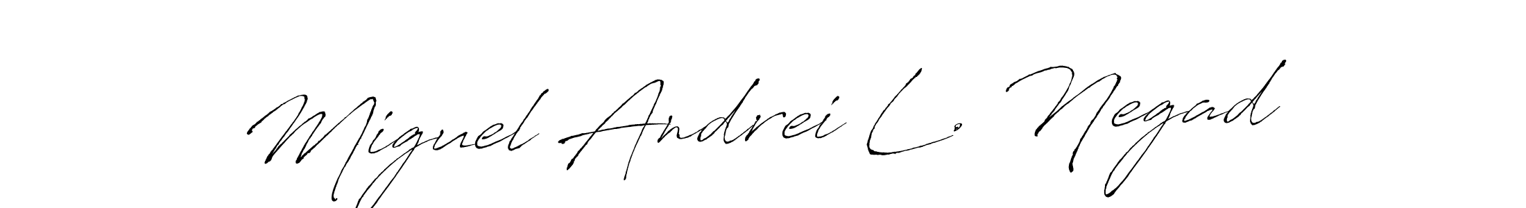 Make a beautiful signature design for name Miguel Andrei L. Negad. With this signature (Antro_Vectra) style, you can create a handwritten signature for free. Miguel Andrei L. Negad signature style 6 images and pictures png