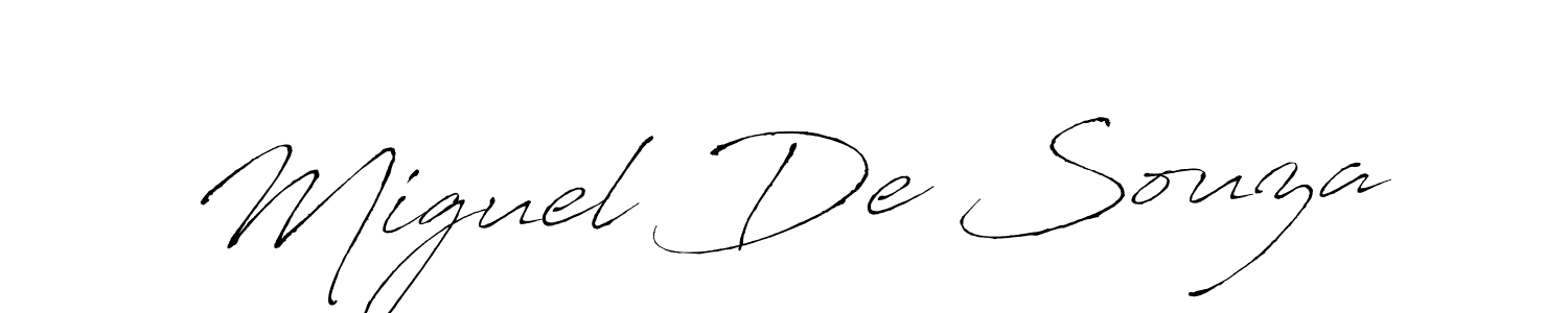 It looks lik you need a new signature style for name Miguel De Souza. Design unique handwritten (Antro_Vectra) signature with our free signature maker in just a few clicks. Miguel De Souza signature style 6 images and pictures png