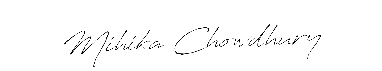 How to make Mihika Chowdhury name signature. Use Antro_Vectra style for creating short signs online. This is the latest handwritten sign. Mihika Chowdhury signature style 6 images and pictures png