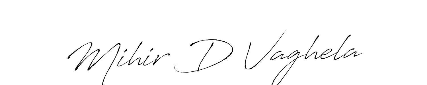 How to make Mihir D Vaghela name signature. Use Antro_Vectra style for creating short signs online. This is the latest handwritten sign. Mihir D Vaghela signature style 6 images and pictures png