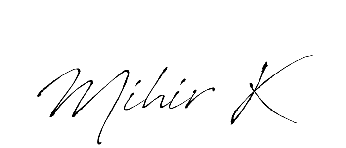 Similarly Antro_Vectra is the best handwritten signature design. Signature creator online .You can use it as an online autograph creator for name Mihir K. Mihir K signature style 6 images and pictures png
