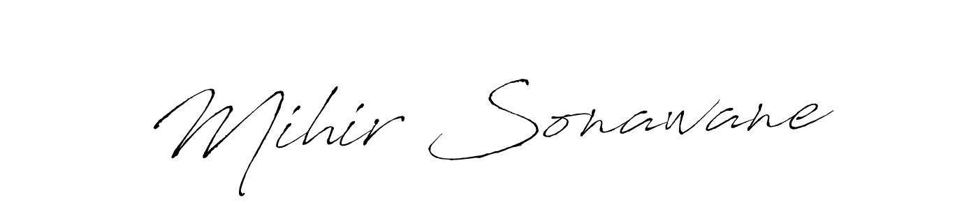 How to make Mihir Sonawane name signature. Use Antro_Vectra style for creating short signs online. This is the latest handwritten sign. Mihir Sonawane signature style 6 images and pictures png