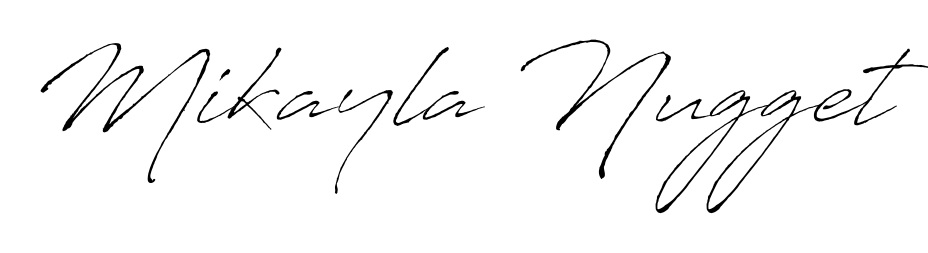 Practice writing Mikayla Nugget with the flow of Antro_Vectra lettering. A fantastic source of inspiration for developing your personal signature style. Mikayla Nugget signature style 6 images and pictures png