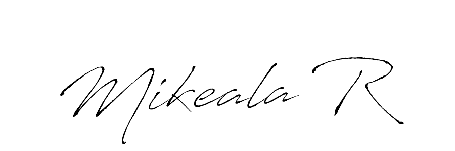 How to make Mikeala R name signature. Use Antro_Vectra style for creating short signs online. This is the latest handwritten sign. Mikeala R signature style 6 images and pictures png