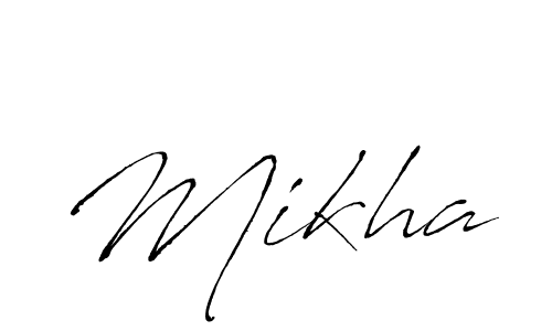 Use a signature maker to create a handwritten signature online. With this signature software, you can design (Antro_Vectra) your own signature for name Mikha. Mikha signature style 6 images and pictures png