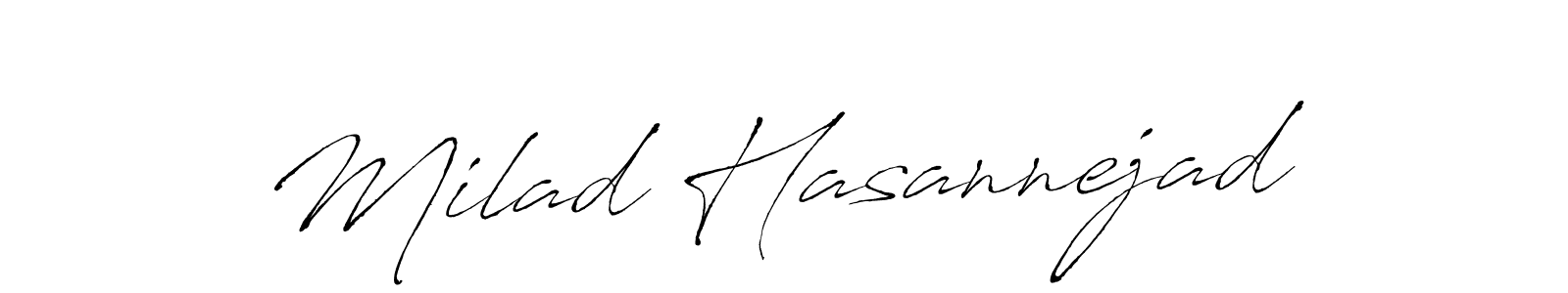 The best way (Antro_Vectra) to make a short signature is to pick only two or three words in your name. The name Milad Hasannejad include a total of six letters. For converting this name. Milad Hasannejad signature style 6 images and pictures png