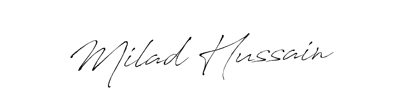 Use a signature maker to create a handwritten signature online. With this signature software, you can design (Antro_Vectra) your own signature for name Milad Hussain. Milad Hussain signature style 6 images and pictures png