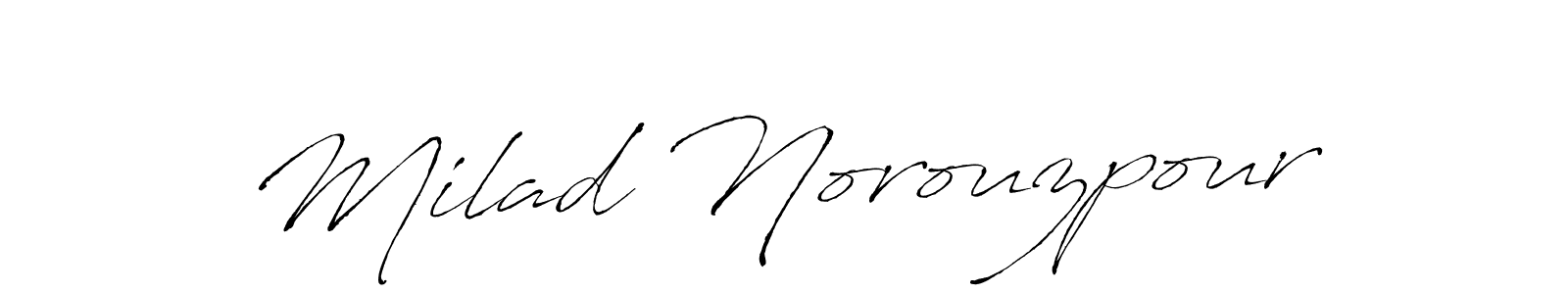 Similarly Antro_Vectra is the best handwritten signature design. Signature creator online .You can use it as an online autograph creator for name Milad Norouzpour. Milad Norouzpour signature style 6 images and pictures png