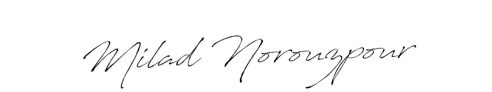 Similarly Antro_Vectra is the best handwritten signature design. Signature creator online .You can use it as an online autograph creator for name Milad Norouzpour. Milad Norouzpour signature style 6 images and pictures png