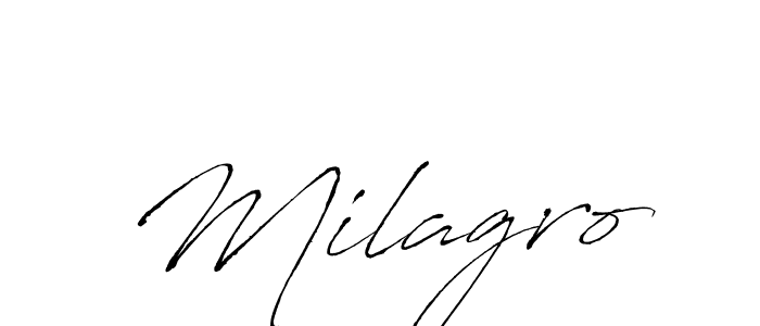 Make a beautiful signature design for name Milagro. With this signature (Antro_Vectra) style, you can create a handwritten signature for free. Milagro signature style 6 images and pictures png