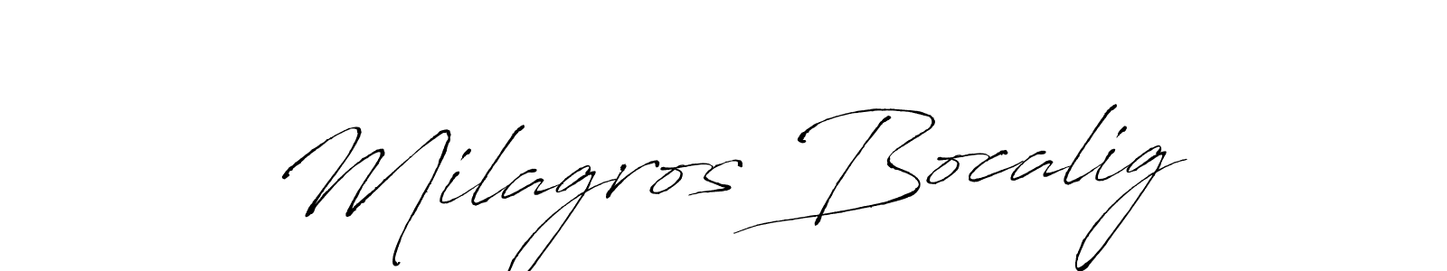 Use a signature maker to create a handwritten signature online. With this signature software, you can design (Antro_Vectra) your own signature for name Milagros Bocalig. Milagros Bocalig signature style 6 images and pictures png