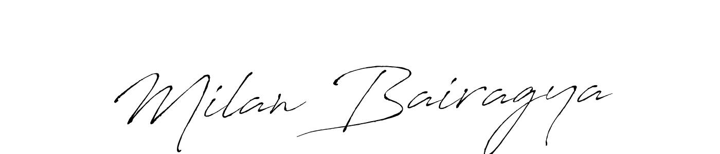 Design your own signature with our free online signature maker. With this signature software, you can create a handwritten (Antro_Vectra) signature for name Milan Bairagya. Milan Bairagya signature style 6 images and pictures png